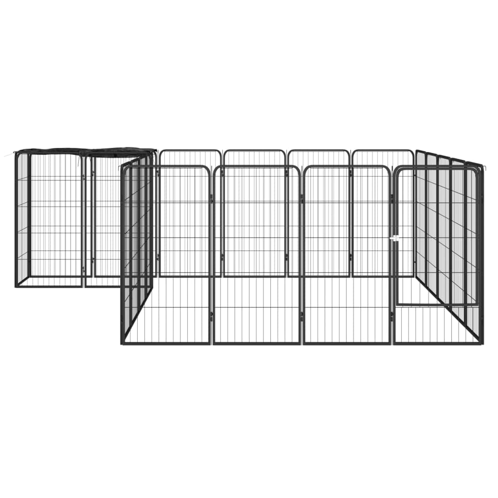 Hondenkennel 22 panelen 50x100 cm gepoedercoat staal zwart is nu te koop bij PeponiXL, paradijselijk wonen!