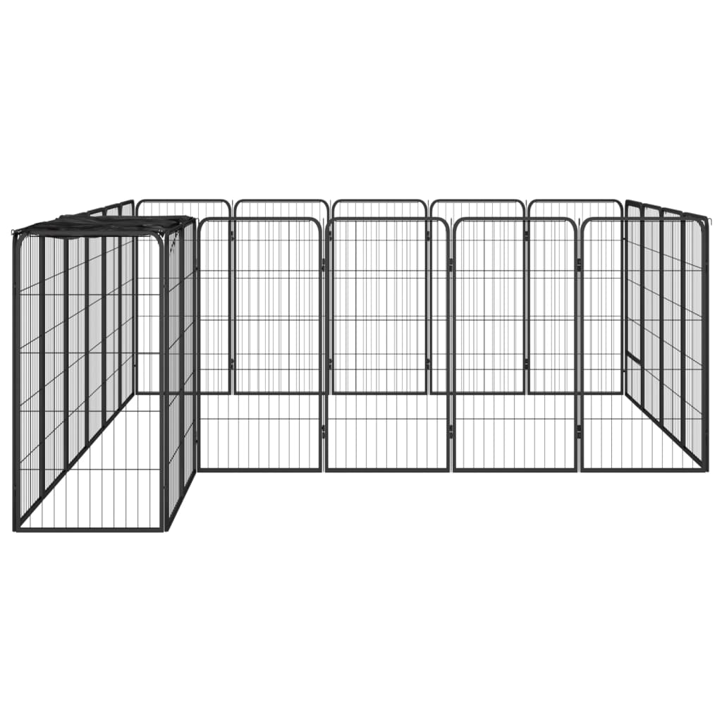 Hondenkennel 22 panelen 50x100 cm gepoedercoat staal zwart is nu te koop bij PeponiXL, paradijselijk wonen!