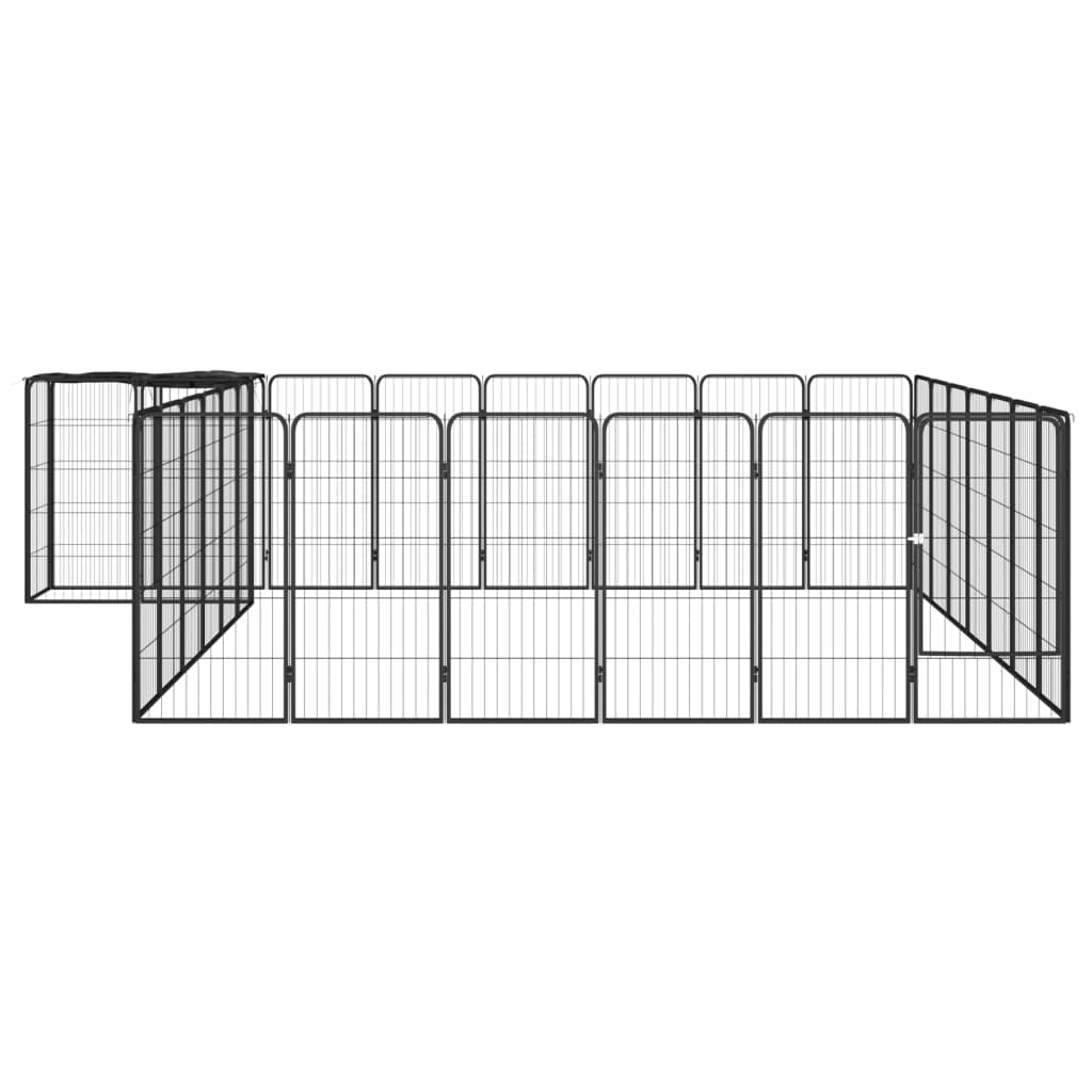 Hondenkennel 30 panelen 50 x 100 cm gepoedercoat staal zwart is nu te koop bij PeponiXL, paradijselijk wonen!