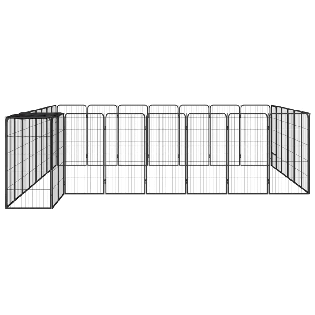 Hondenkennel 30 panelen 50 x 100 cm gepoedercoat staal zwart is nu te koop bij PeponiXL, paradijselijk wonen!