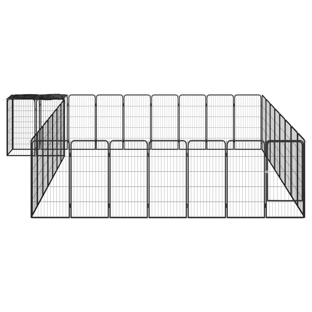 Hondenkennel 34 panelen 50x100 cm gepoedercoat staal zwart is nu te koop bij PeponiXL, paradijselijk wonen!