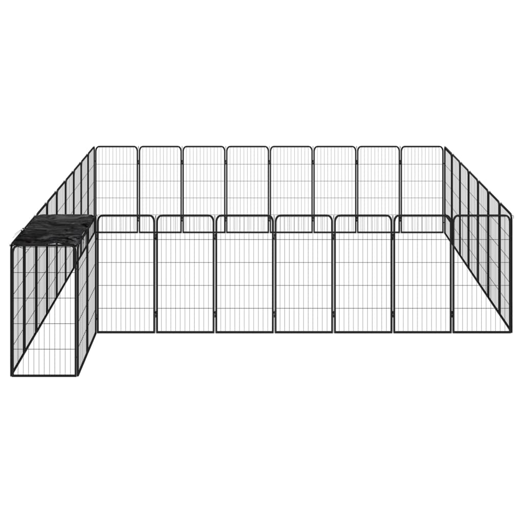 Hondenkennel 34 panelen 50x100 cm gepoedercoat staal zwart is nu te koop bij PeponiXL, paradijselijk wonen!