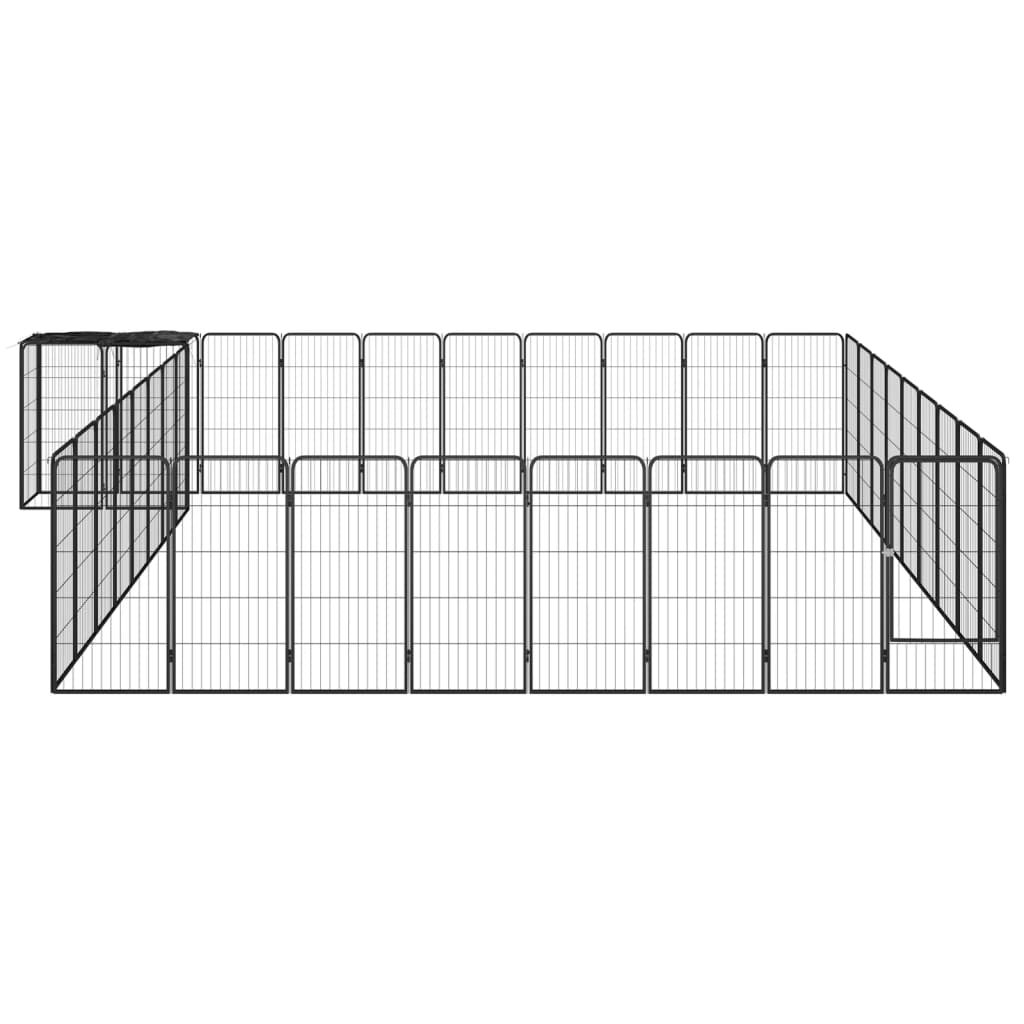 Hondenkennel 38 panelen 50x100 cm gepoedercoat staal zwart is nu te koop bij PeponiXL, paradijselijk wonen!