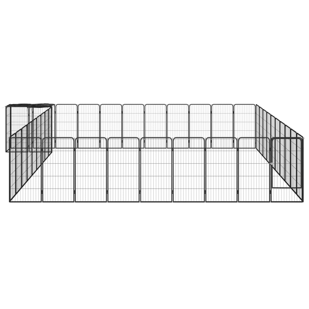 Hondenkennel 42 panelen 50x100 cm gepoedercoat staal zwart is nu te koop bij PeponiXL, paradijselijk wonen!