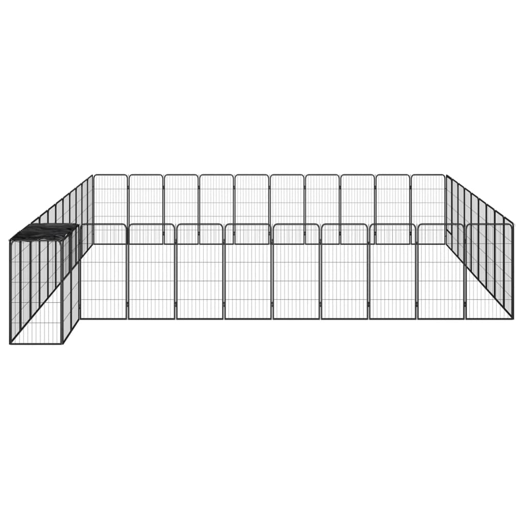 Hondenkennel 42 panelen 50x100 cm gepoedercoat staal zwart is nu te koop bij PeponiXL, paradijselijk wonen!