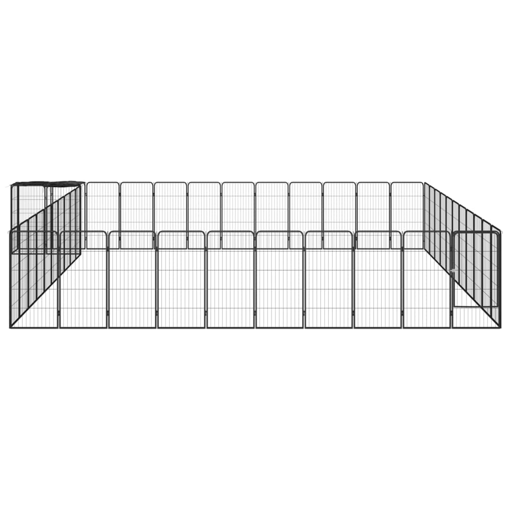Hondenkennel 46 panelen 50x100 cm gepoedercoat staal zwart is nu te koop bij PeponiXL, paradijselijk wonen!
