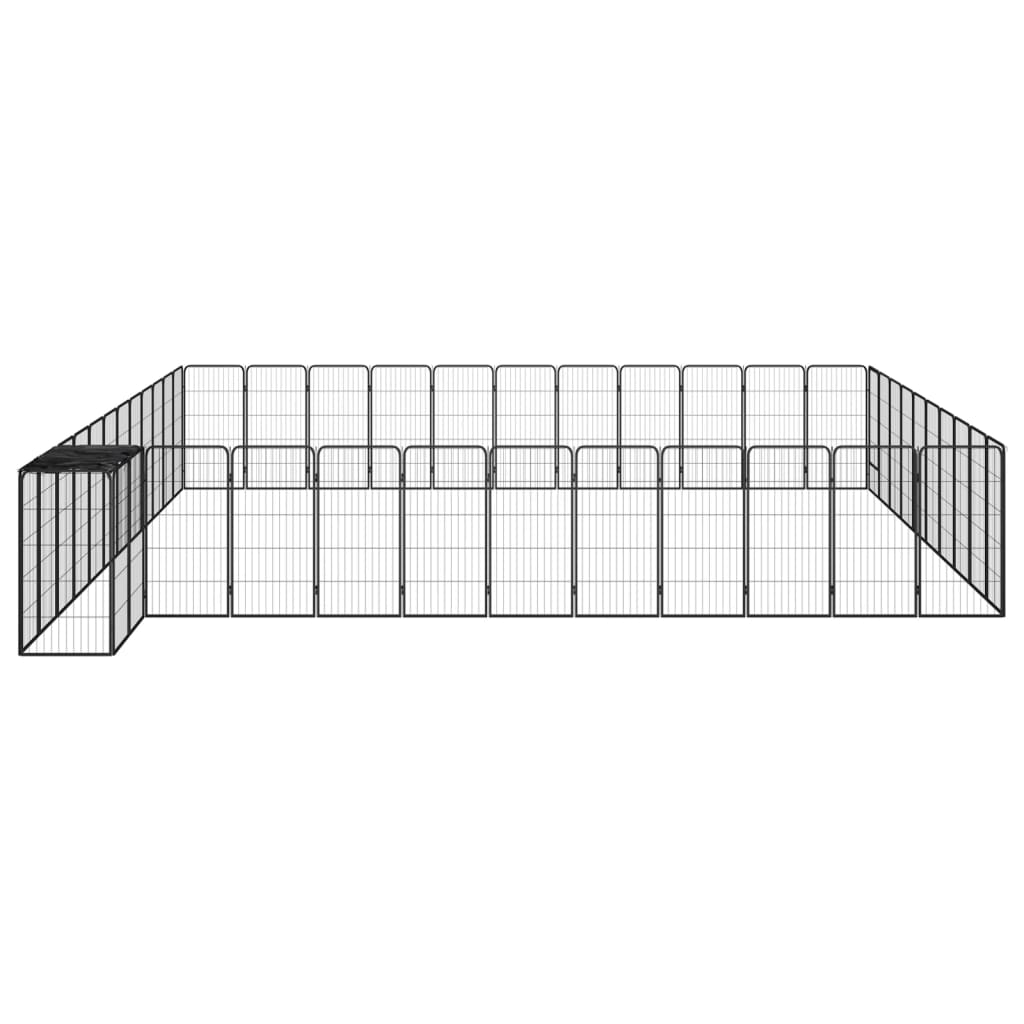 Hondenkennel 46 panelen 50x100 cm gepoedercoat staal zwart is nu te koop bij PeponiXL, paradijselijk wonen!