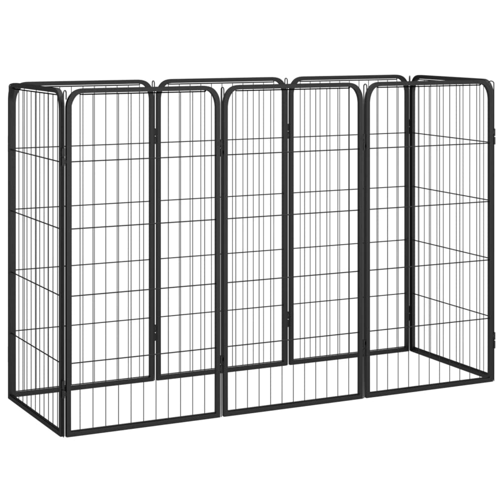 Hondenkennel 8 panelen 50x100 cm gepoedercoat staal zwart is nu te koop bij PeponiXL, paradijselijk wonen!