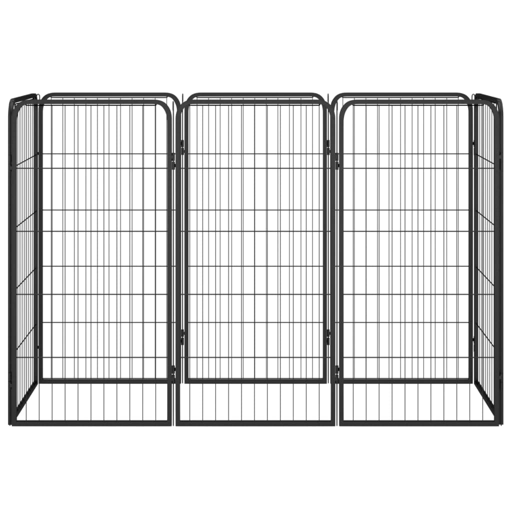 Hondenkennel 8 panelen 50x100 cm gepoedercoat staal zwart is nu te koop bij PeponiXL, paradijselijk wonen!