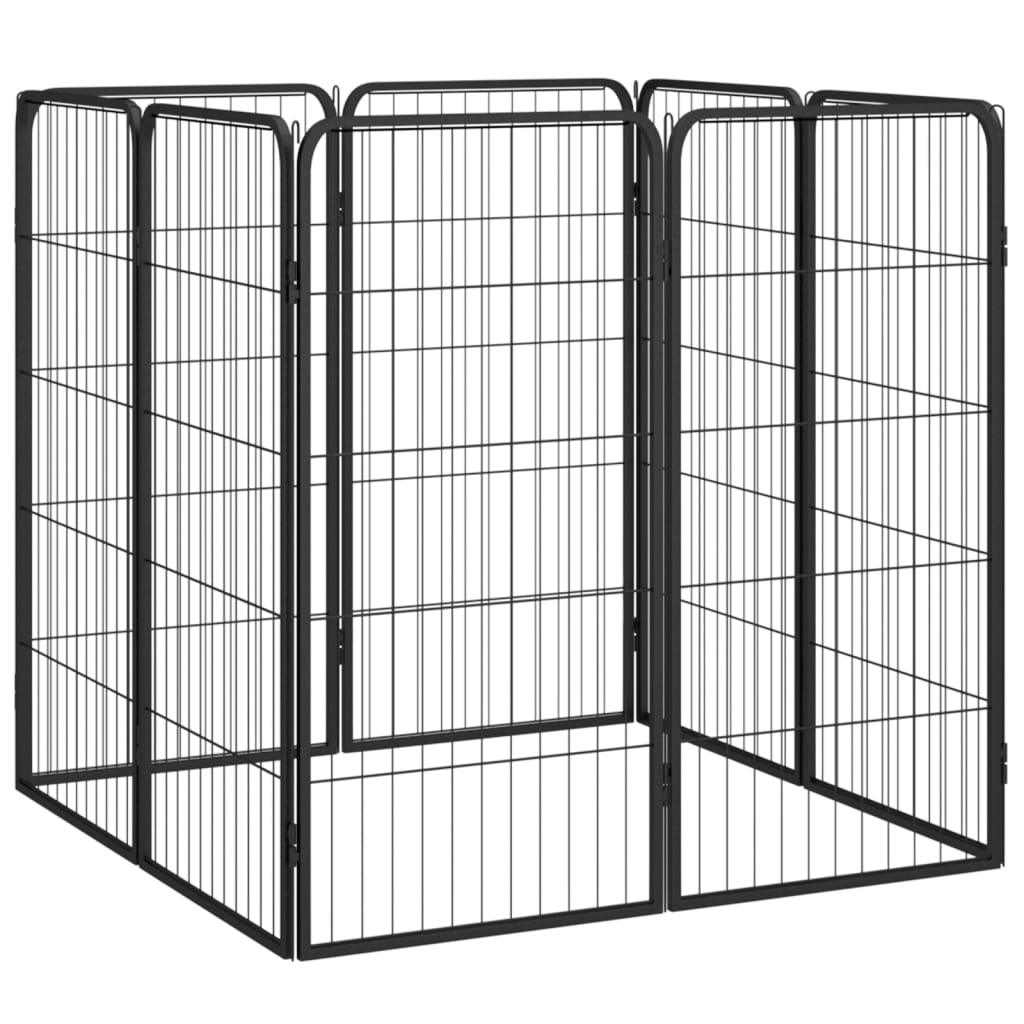 Hondenkennel 8 panelen 50x100 cm gepoedercoat staal zwart is nu te koop bij PeponiXL, paradijselijk wonen!