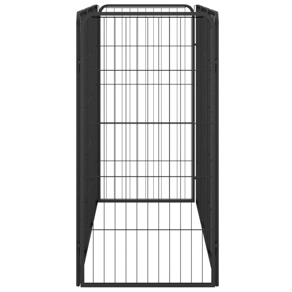 Hondenkennel 8 panelen 50x100 cm gepoedercoat staal zwart is nu te koop bij PeponiXL, paradijselijk wonen!