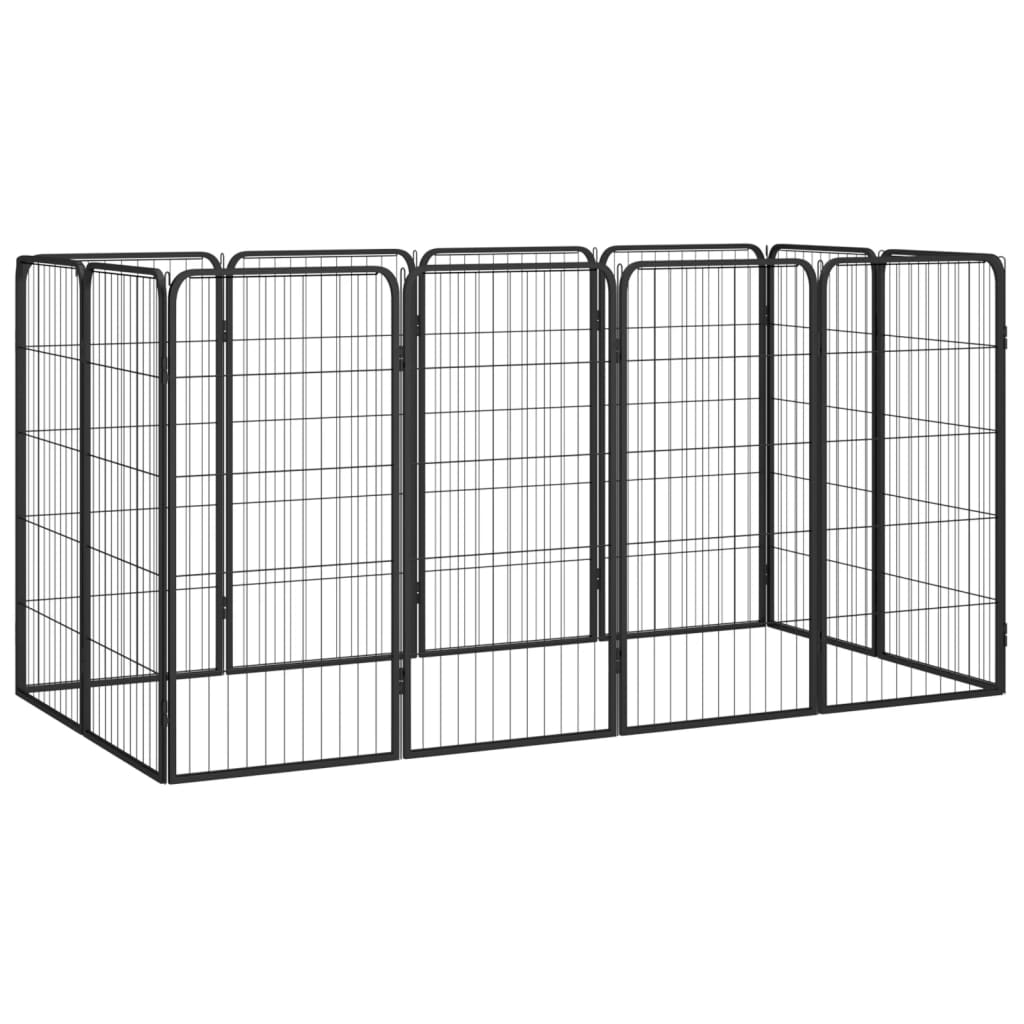 Hondenkennel 12 panelen 50 x 100 cm gepoedercoat staal zwart is nu te koop bij PeponiXL, paradijselijk wonen!
