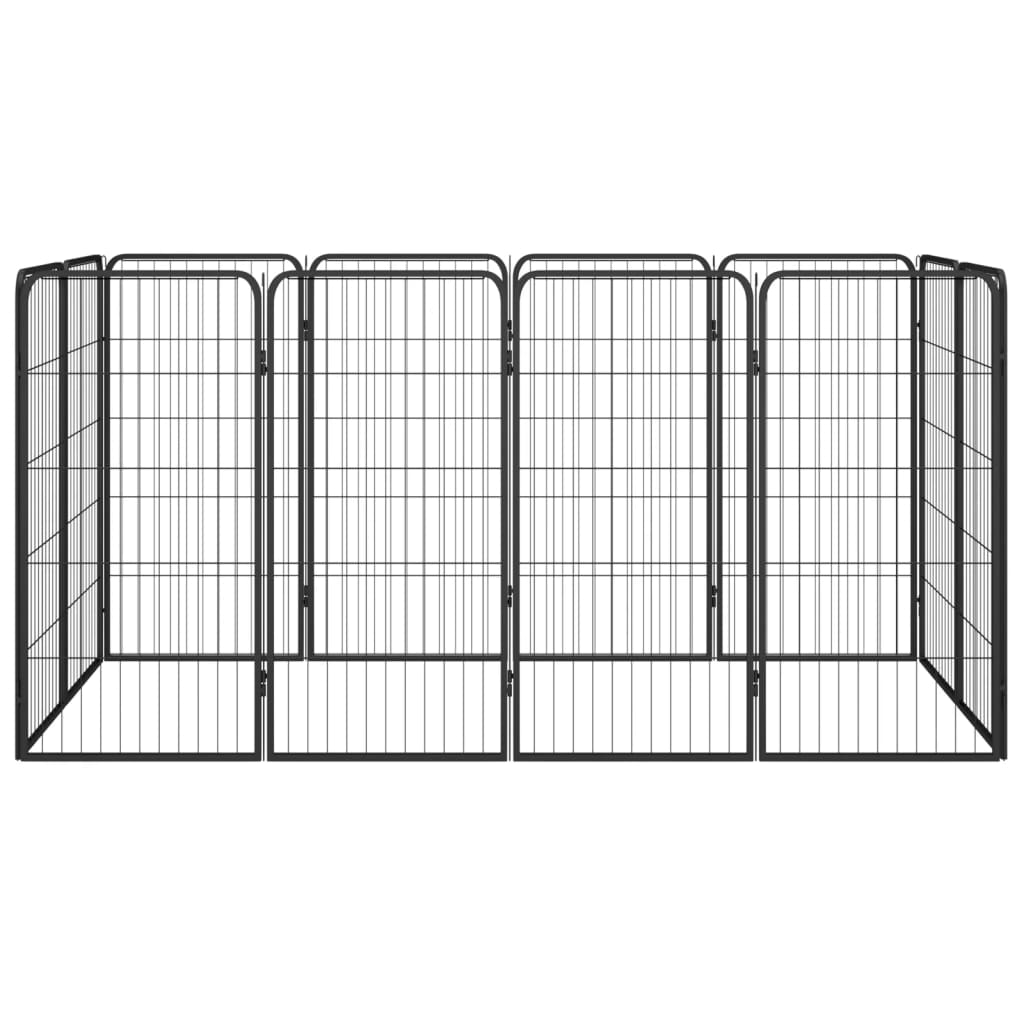 Hondenkennel 12 panelen 50 x 100 cm gepoedercoat staal zwart is nu te koop bij PeponiXL, paradijselijk wonen!