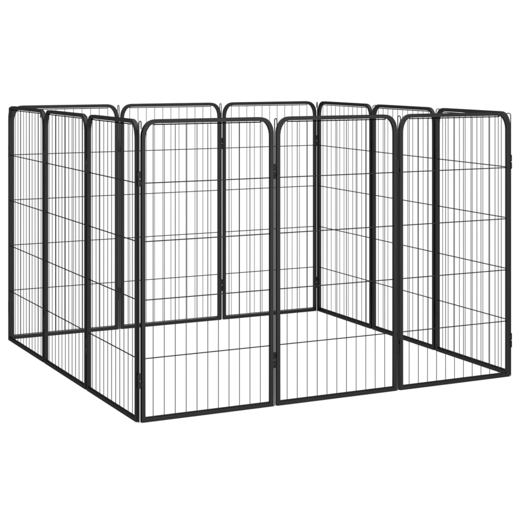 Hondenkennel 12 panelen 50 x 100 cm gepoedercoat staal zwart is nu te koop bij PeponiXL, paradijselijk wonen!