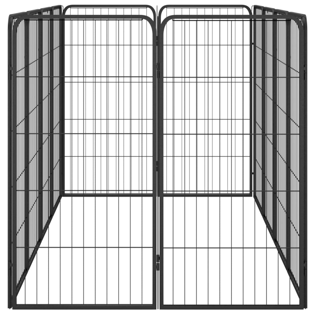 Hondenkennel 12 panelen 50 x 100 cm gepoedercoat staal zwart is nu te koop bij PeponiXL, paradijselijk wonen!
