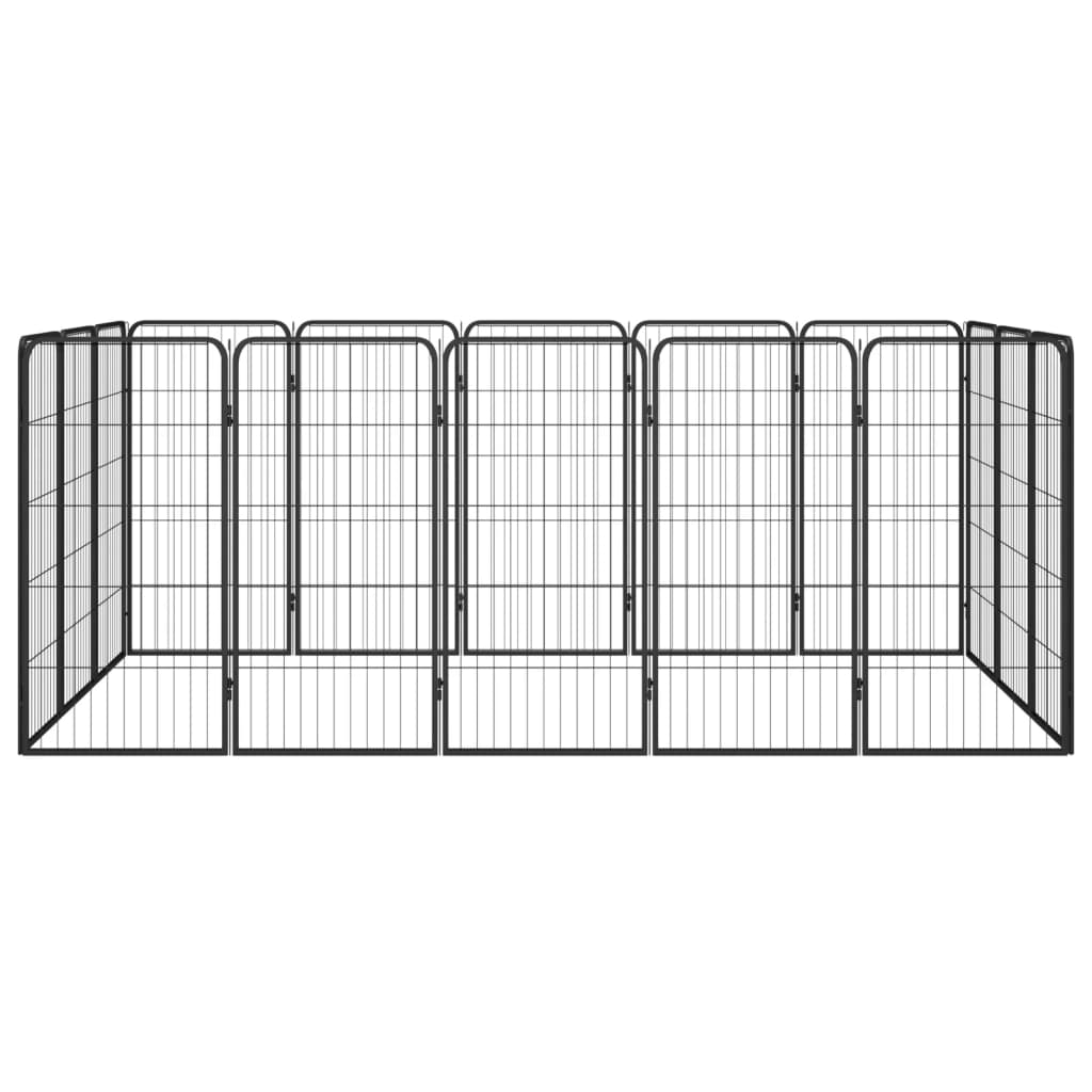 Hondenkennel 16 panelen 50 x 100 cm gepoedercoat staal zwart is nu te koop bij PeponiXL, paradijselijk wonen!