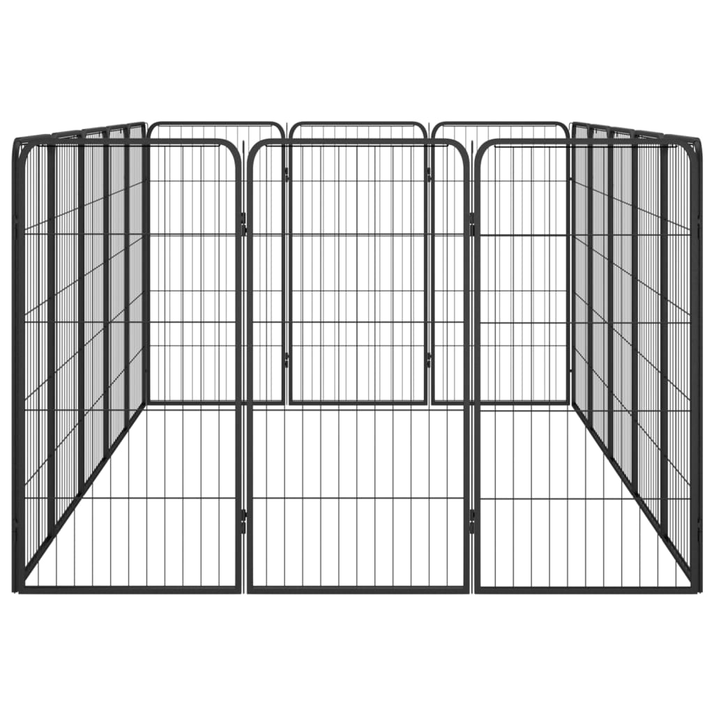 Hondenkennel 16 panelen 50 x 100 cm gepoedercoat staal zwart is nu te koop bij PeponiXL, paradijselijk wonen!