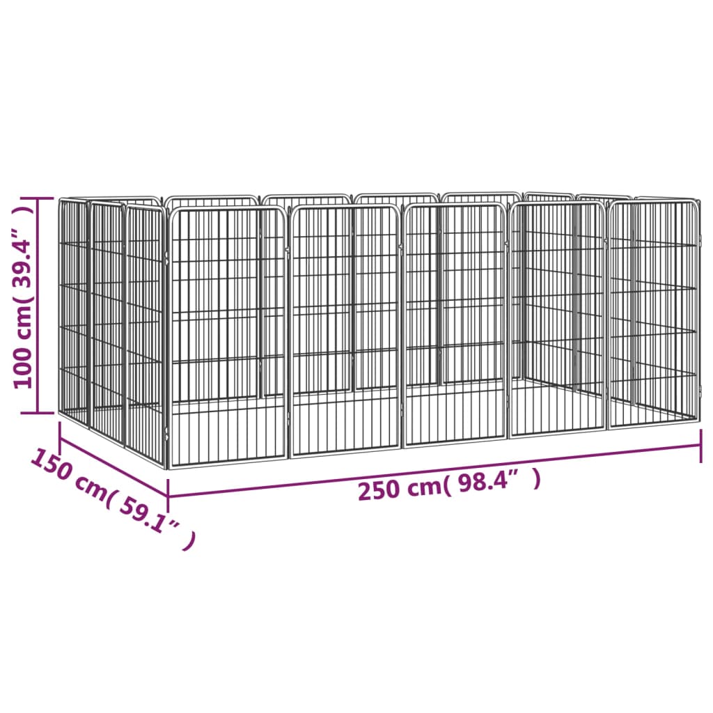 Hondenkennel 16 panelen 50 x 100 cm gepoedercoat staal zwart is nu te koop bij PeponiXL, paradijselijk wonen!