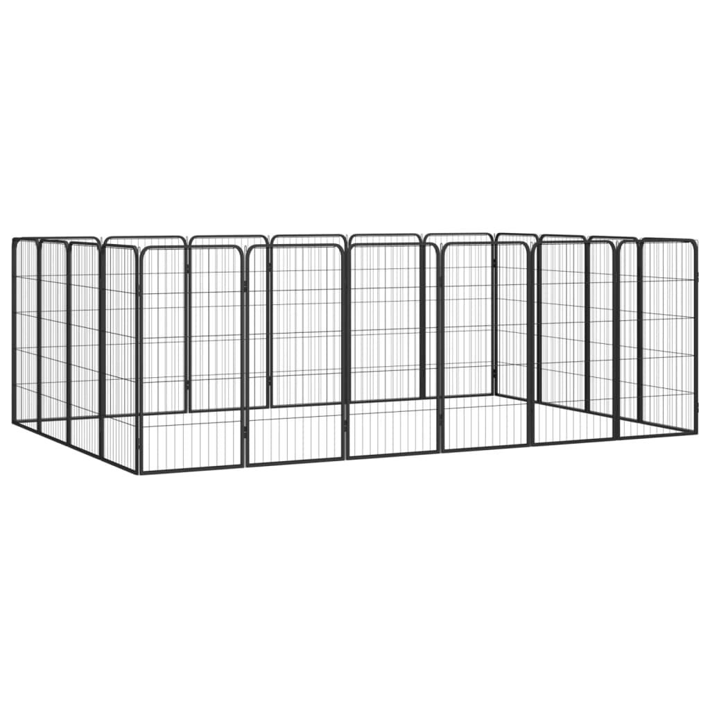 Hondenkennel 20 panelen 50 x 100 cm gepoedercoat staal zwart is nu te koop bij PeponiXL, paradijselijk wonen!