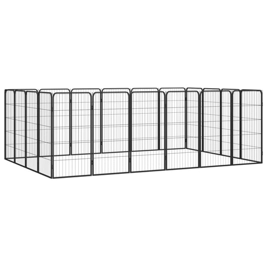 Hondenkennel 20 panelen 50 x 100 cm gepoedercoat staal zwart is nu te koop bij PeponiXL, paradijselijk wonen!