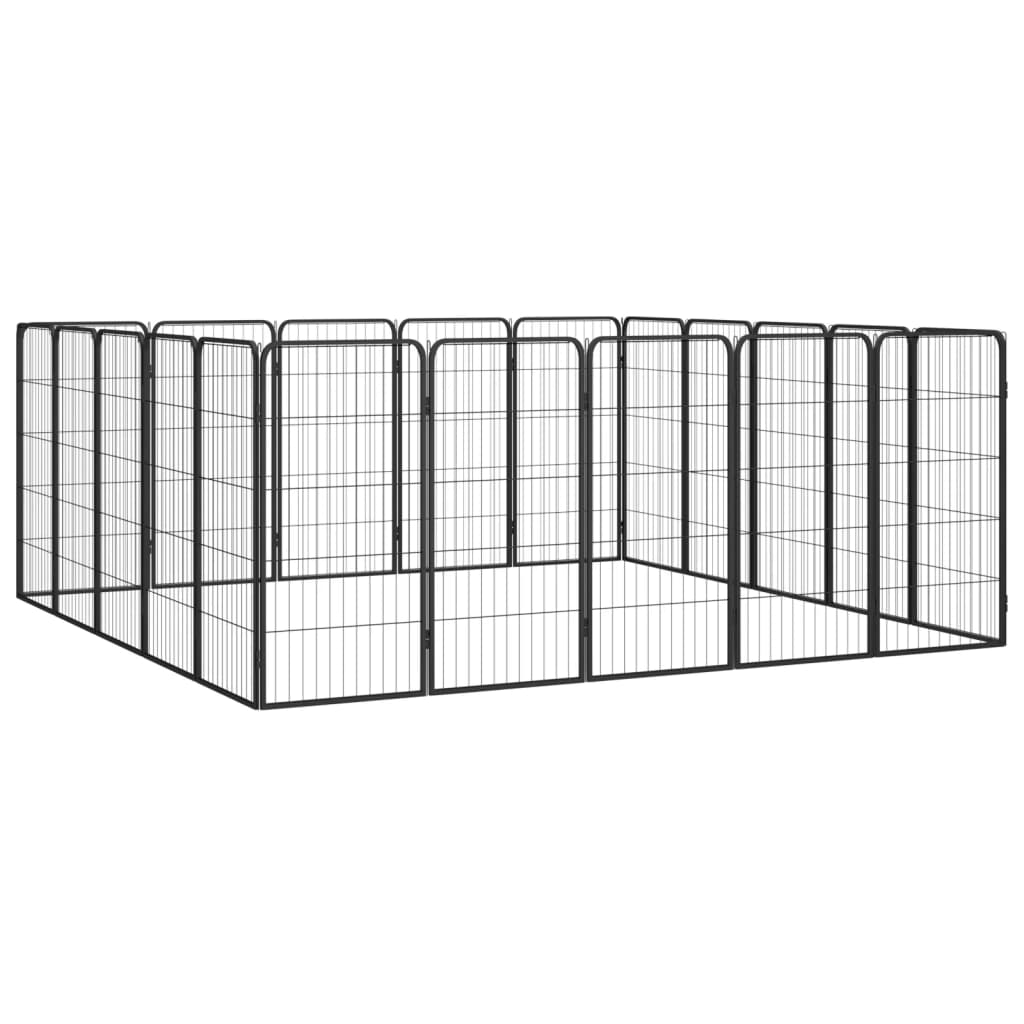 Hondenkennel 20 panelen 50 x 100 cm gepoedercoat staal zwart is nu te koop bij PeponiXL, paradijselijk wonen!