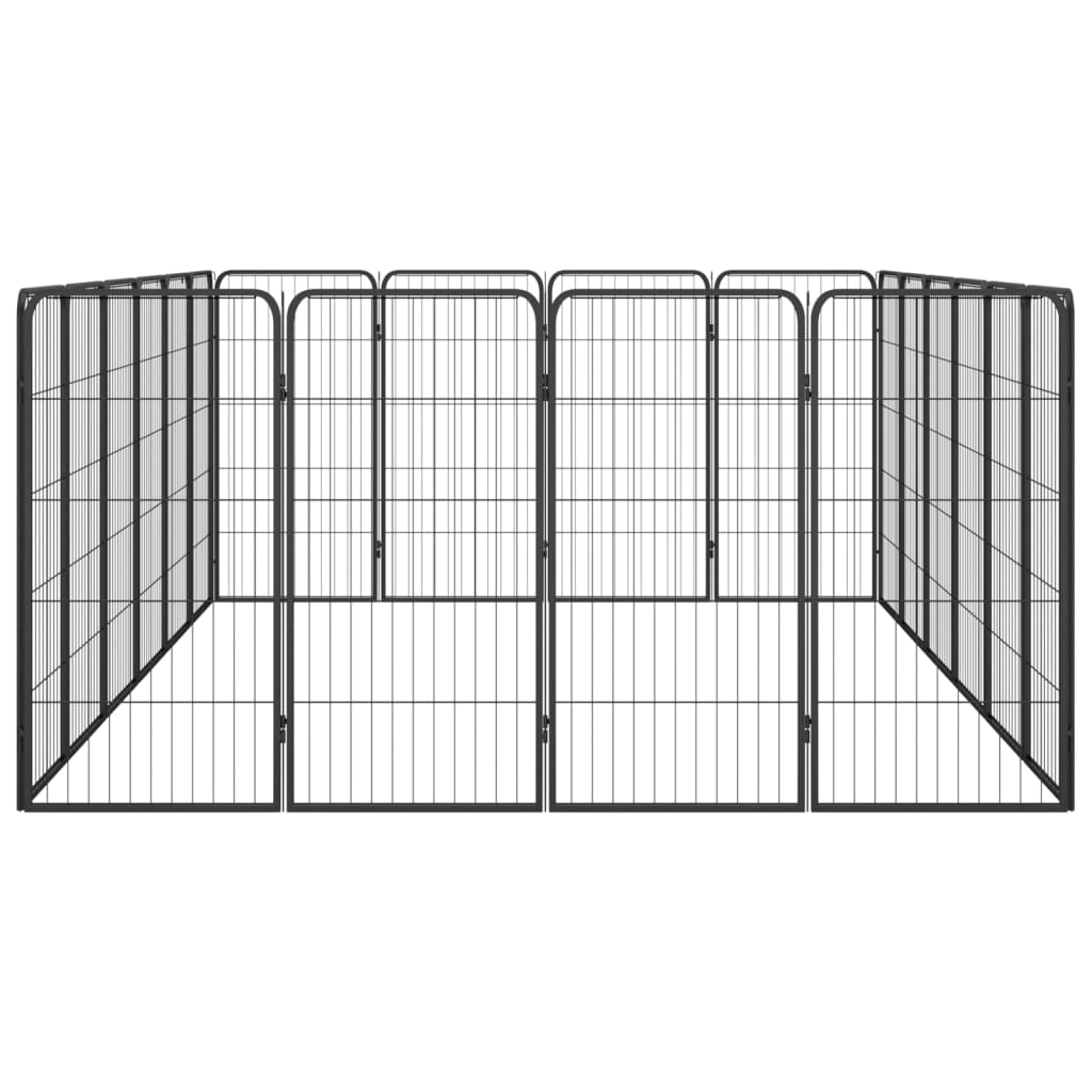Hondenkennel 20 panelen 50 x 100 cm gepoedercoat staal zwart is nu te koop bij PeponiXL, paradijselijk wonen!