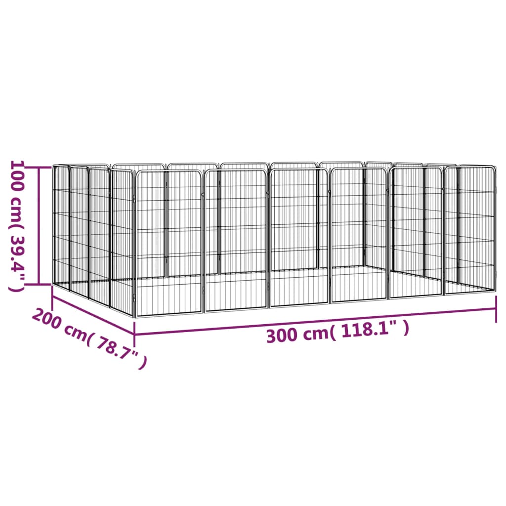Hondenkennel 20 panelen 50 x 100 cm gepoedercoat staal zwart is nu te koop bij PeponiXL, paradijselijk wonen!