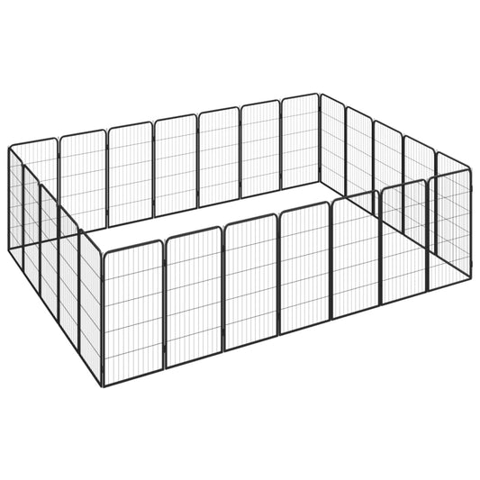 Hondenkennel 24 panelen 50 x 100 cm gepoedercoat staal zwart is nu te koop bij PeponiXL, paradijselijk wonen!