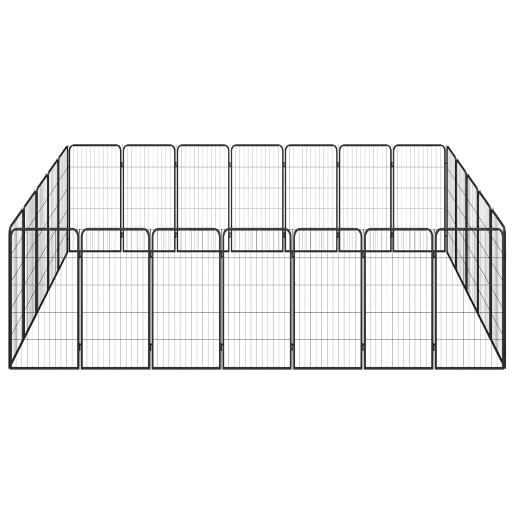 Hondenkennel 24 panelen 50 x 100 cm gepoedercoat staal zwart is nu te koop bij PeponiXL, paradijselijk wonen!