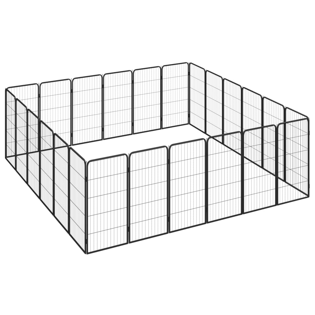 Hondenkennel 24 panelen 50 x 100 cm gepoedercoat staal zwart is nu te koop bij PeponiXL, paradijselijk wonen!