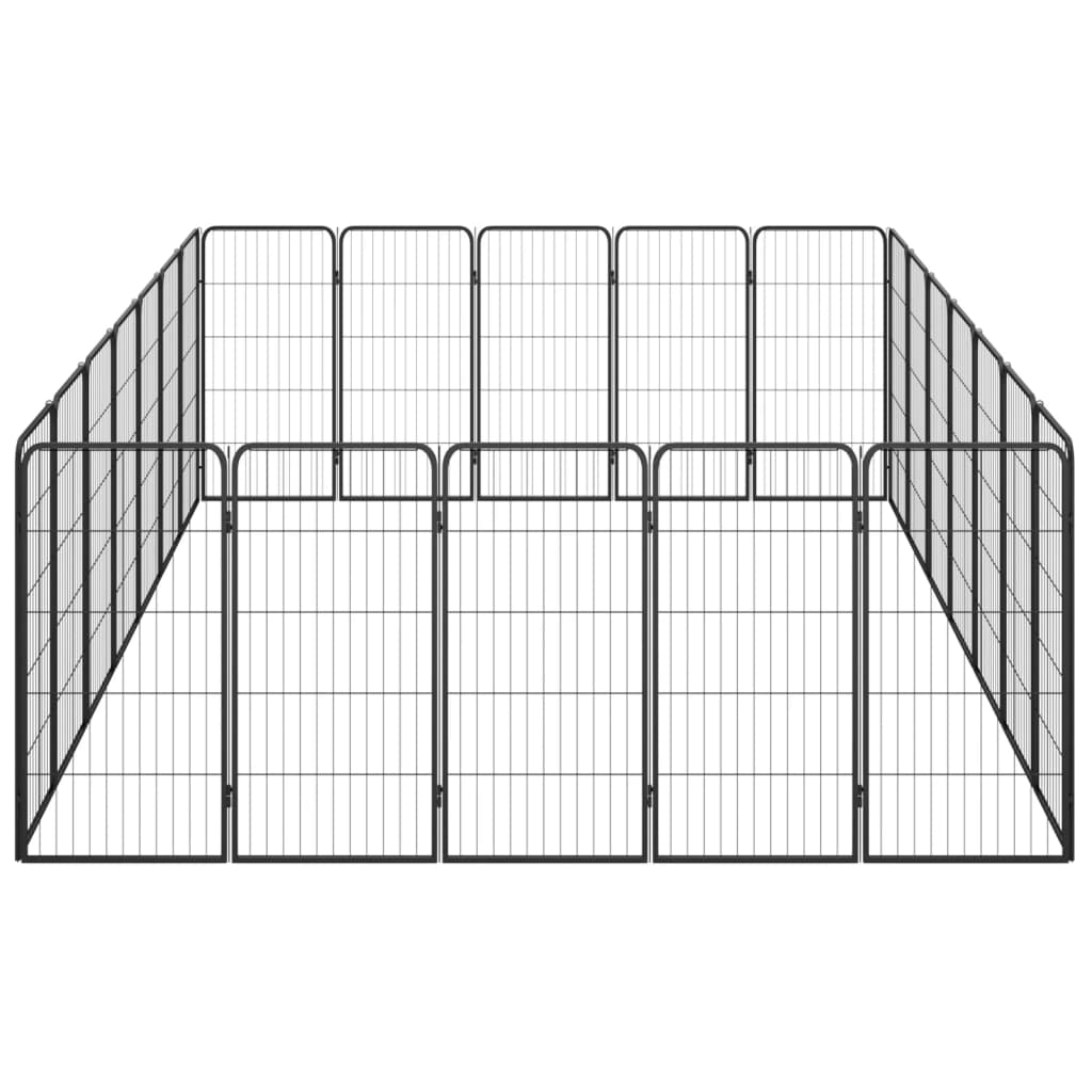 Hondenkennel 24 panelen 50 x 100 cm gepoedercoat staal zwart is nu te koop bij PeponiXL, paradijselijk wonen!
