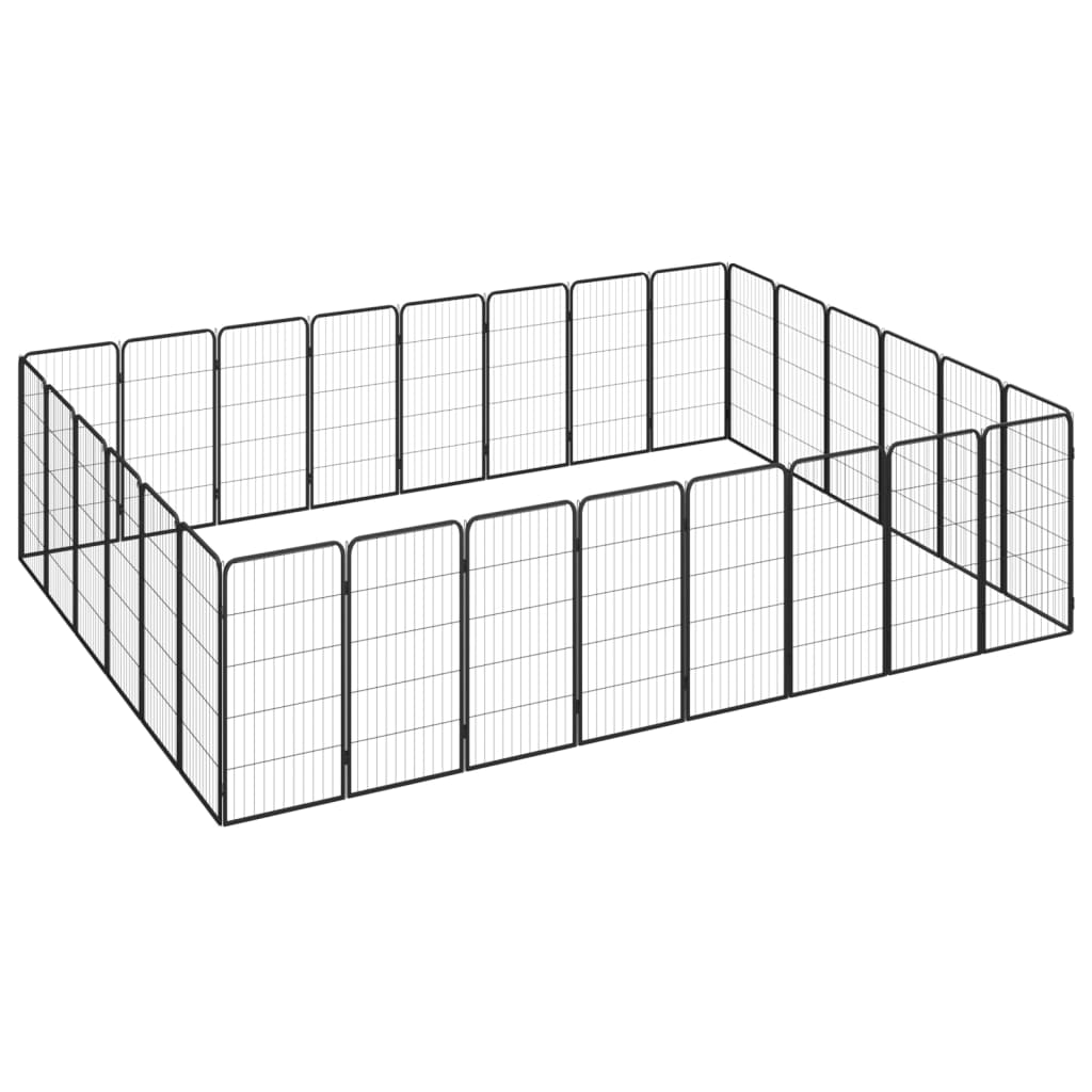 Hondenkennel 28 panelen 50x100 cm gepoedercoat staal zwart is nu te koop bij PeponiXL, paradijselijk wonen!