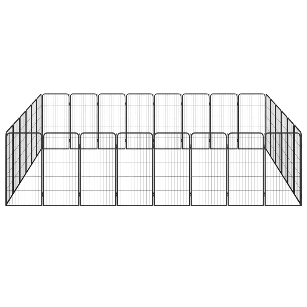 Hondenkennel 28 panelen 50x100 cm gepoedercoat staal zwart is nu te koop bij PeponiXL, paradijselijk wonen!