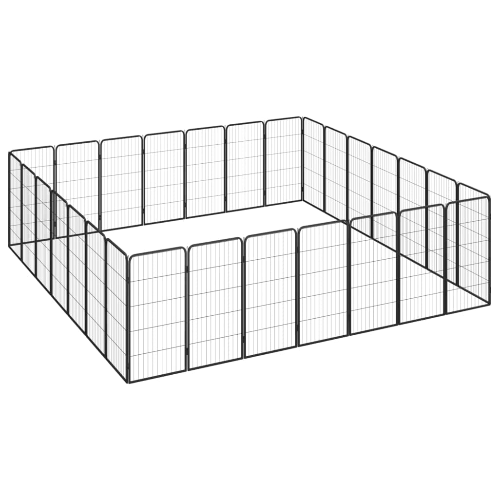 Hondenkennel 28 panelen 50x100 cm gepoedercoat staal zwart is nu te koop bij PeponiXL, paradijselijk wonen!