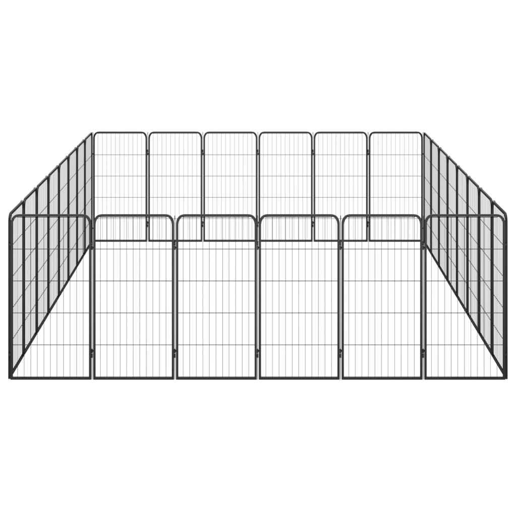 Hondenkennel 28 panelen 50x100 cm gepoedercoat staal zwart is nu te koop bij PeponiXL, paradijselijk wonen!