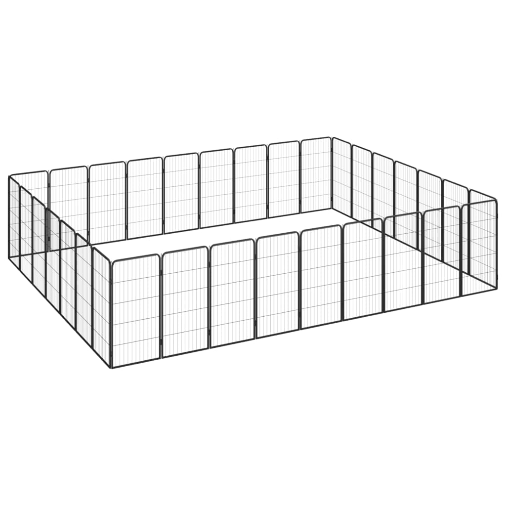 Hondenkennel 32 panelen 50 x 100 cm gepoedercoat staal zwart is nu te koop bij PeponiXL, paradijselijk wonen!