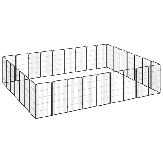 Hondenkennel 32 panelen 50 x 100 cm gepoedercoat staal zwart is nu te koop bij PeponiXL, paradijselijk wonen!