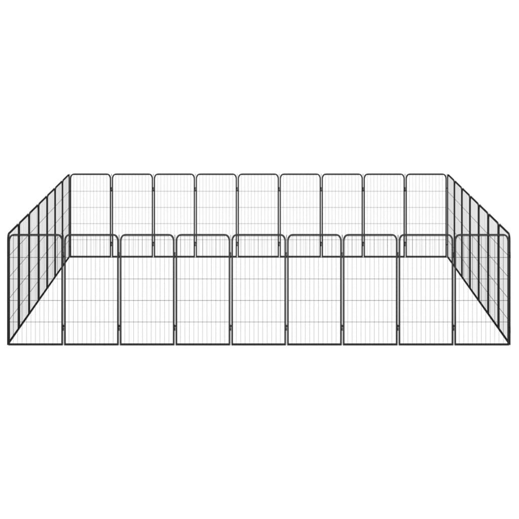 Hondenkennel 32 panelen 50 x 100 cm gepoedercoat staal zwart is nu te koop bij PeponiXL, paradijselijk wonen!