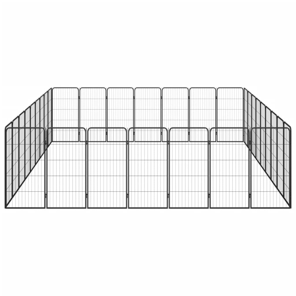 Hondenkennel 32 panelen 50 x 100 cm gepoedercoat staal zwart is nu te koop bij PeponiXL, paradijselijk wonen!