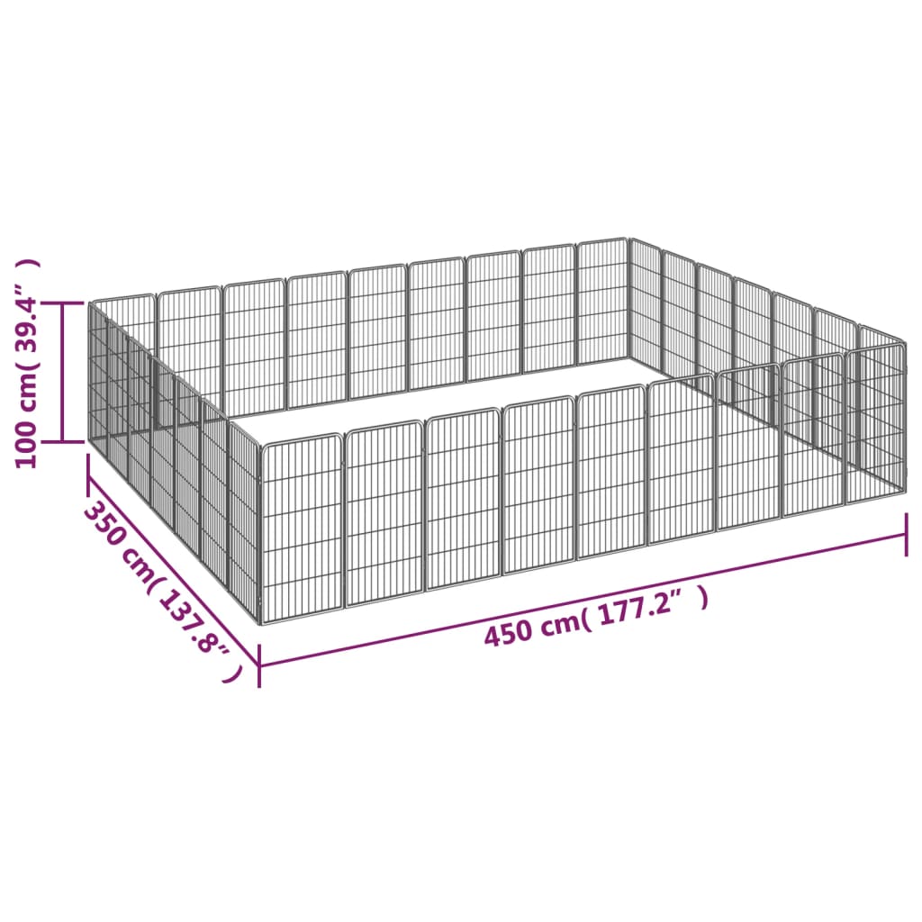 Hondenkennel 32 panelen 50 x 100 cm gepoedercoat staal zwart is nu te koop bij PeponiXL, paradijselijk wonen!