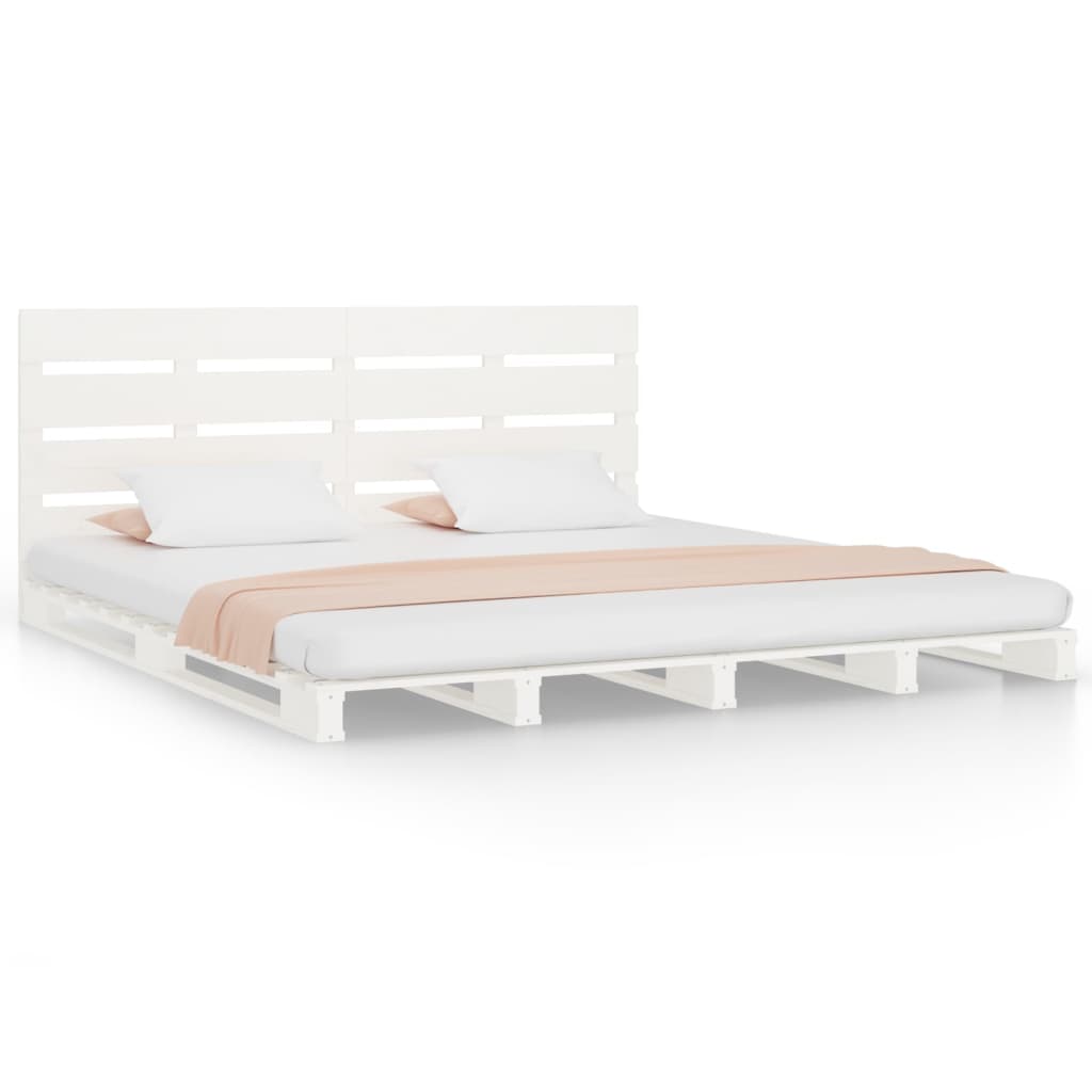 Bedframe zonder matras massief grenenhout wit 200x200 cm is nu te koop bij PeponiXL, paradijselijk wonen!