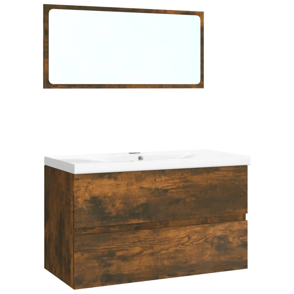 Badkamermeubelset bewerkt hout gerookt eikenkleurig is nu te koop bij PeponiXL, paradijselijk wonen!