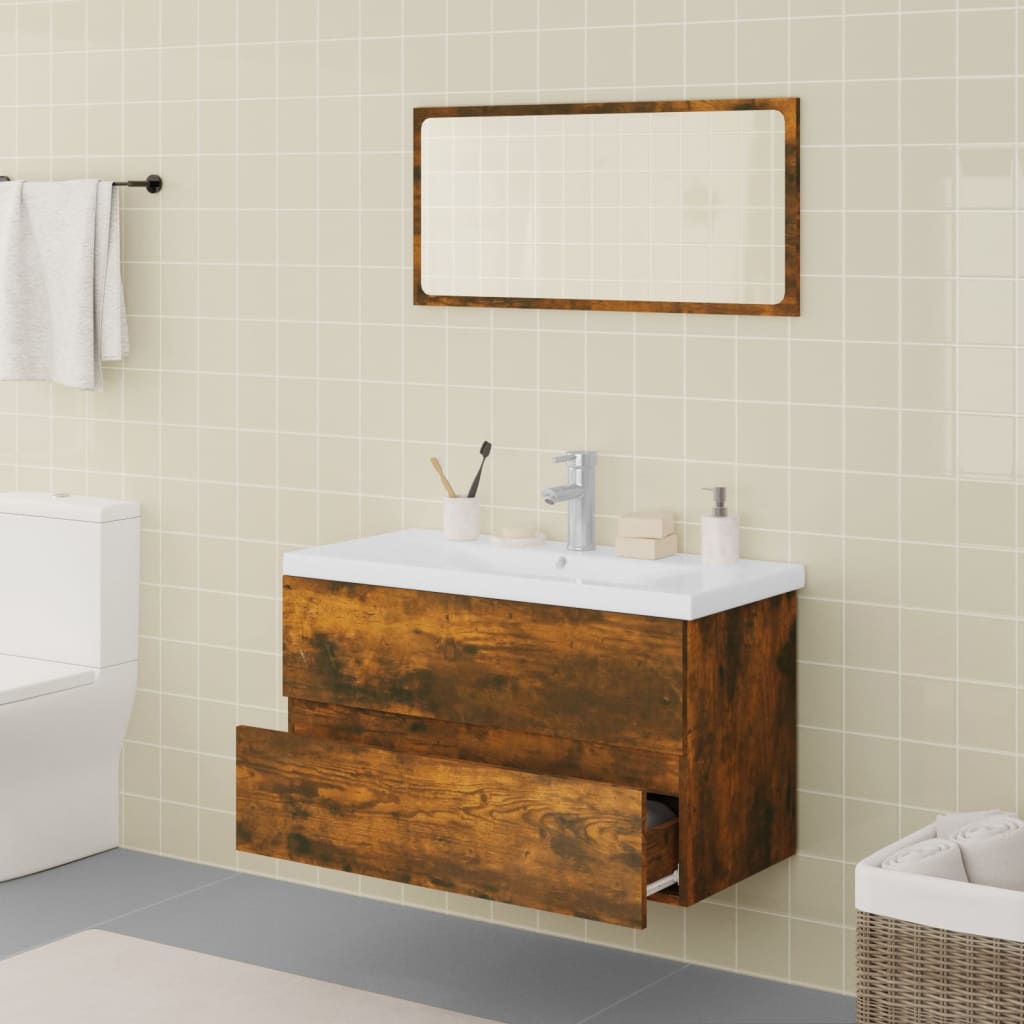 Badkamermeubelset bewerkt hout gerookt eikenkleurig is nu te koop bij PeponiXL, paradijselijk wonen!