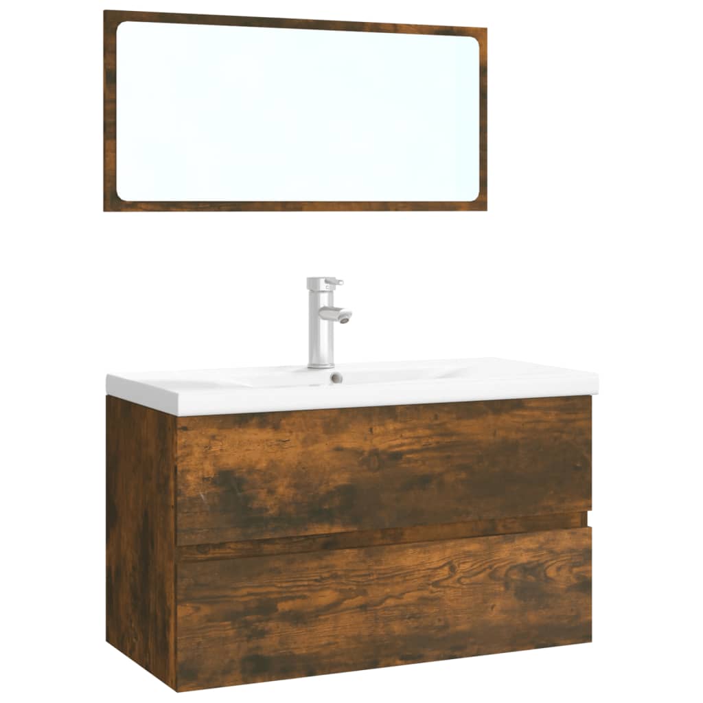 Badkamermeubelset bewerkt hout gerookt eikenkleurig is nu te koop bij PeponiXL, paradijselijk wonen!