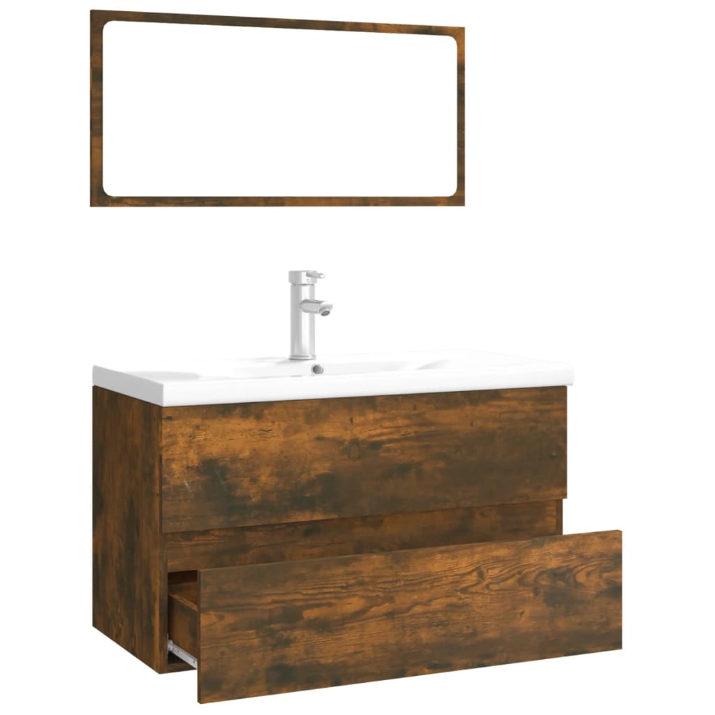 Badkamermeubelset bewerkt hout gerookt eikenkleurig is nu te koop bij PeponiXL, paradijselijk wonen!