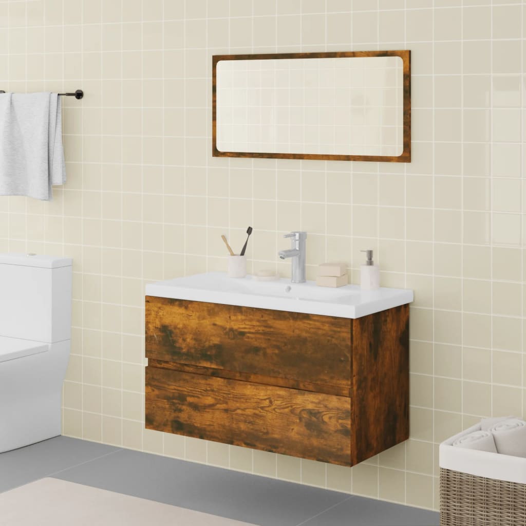 Badkamermeubelset bewerkt hout gerookt eikenkleurig is nu te koop bij PeponiXL, paradijselijk wonen!