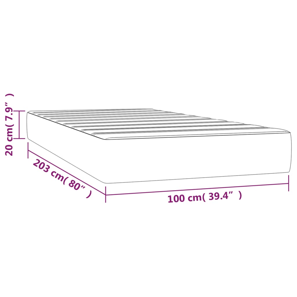 Pocketveringmatras medium twin XL 100x203x20 cm fluweel lichtgrijs is nu te koop bij PeponiXL, paradijselijk wonen!