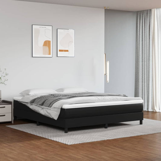 Pocketveringmatras medium queen 152x203x20 cm kunstleer zwart is nu te koop bij PeponiXL, paradijselijk wonen!