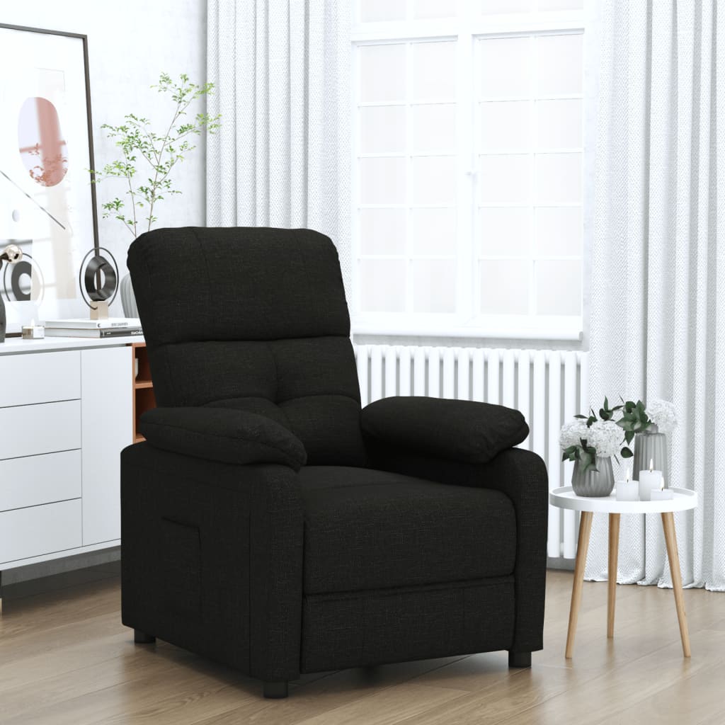 Fauteuil verstelbaar stof zwart is nu te koop bij PeponiXL, paradijselijk wonen!