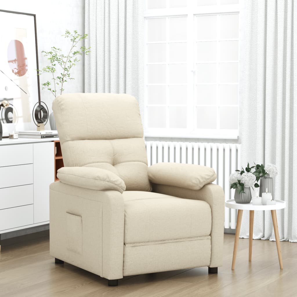 Fauteuil verstelbaar stof crèmekleurig is nu te koop bij PeponiXL, paradijselijk wonen!